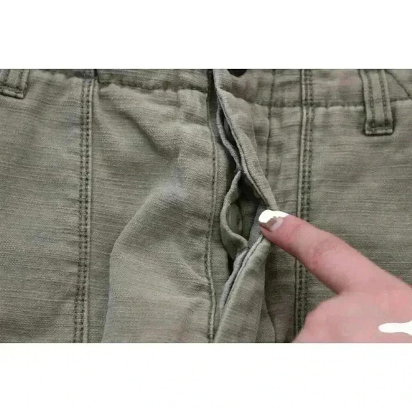 Free People Raw Patched Cutoff Shorts Frayed Hem Military Olive Green Size 0 - Picture 7 of 12